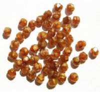50 6mm Faceted Caramel Tortoise Firepolish Beads